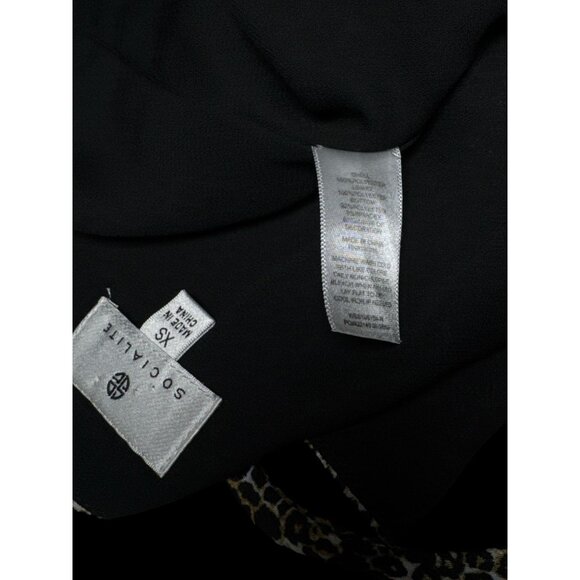SOCIALITE Size XS Black Leopard Print Spaghetti Strap Bodysuit Stretch Mesh Back - Picture 6 of 11